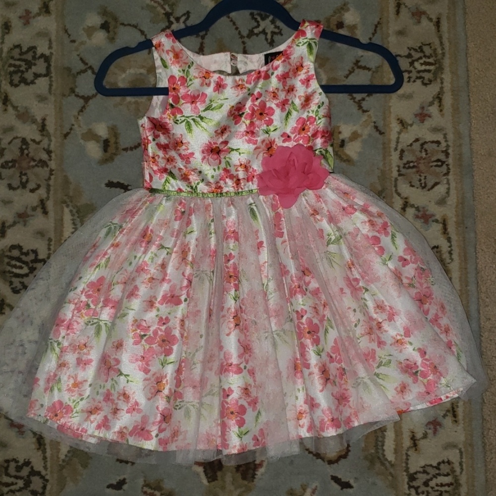 Size 5 girls spring sommer  Pink Rose Heart Dress